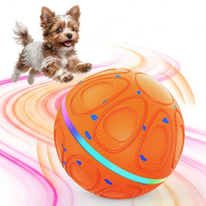 Interactive Dog Toy Balls Automatic Pet Ball Moving Bouncing & Rotating 3 Modes, Colorful Lights, Solid E-TPU Material, IPX7 Waterproof Active Rolling Balls for Medium and Large Dogs(Orange)