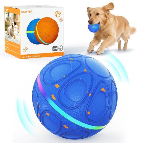 Interactive Dog Toy Balls Automatic Pet Ball Moving Bouncing & Rotating 3 Modes, Colorful Lights, Solid E-TPU Material, IPX7 Waterproof Active Rolling Balls for Medium and Large Dogs(Orange)