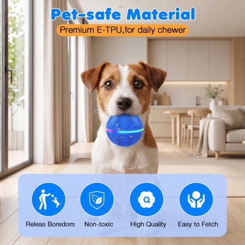 Interactive Dog Toy Balls Automatic Pet Ball Moving Bouncing & Rotating 3 Modes, Colorful Lights, Solid E-TPU Material, IPX7 Waterproof Active Rolling Balls for Medium and Large Dogs(Orange)
