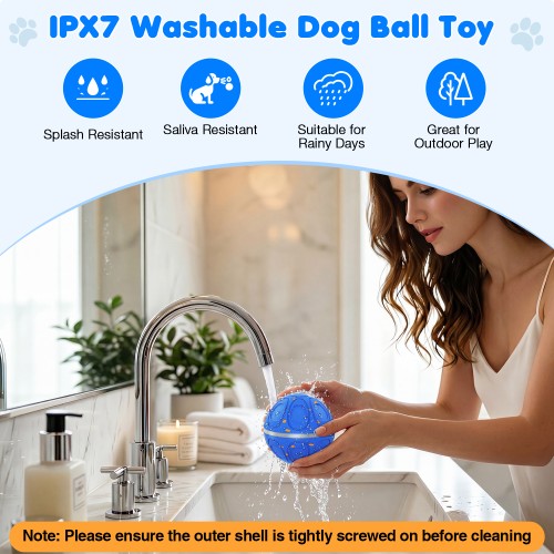 Interactive Dog Toy Balls Automatic Pet Ball Moving Bouncing & Rotating 3 Modes, Colorful Lights, Solid E-TPU Material, IPX7 Waterproof Active Rolling Balls for Medium and Large Dogs(Orange)