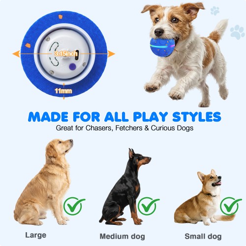 Interactive Dog Toy Balls Automatic Pet Ball Moving Bouncing & Rotating 3 Modes, Colorful Lights, Solid E-TPU Material, IPX7 Waterproof Active Rolling Balls for Medium and Large Dogs(Orange)