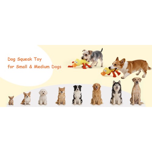 Ckin pet Dog Squeak Toys, Interactive Soft Duck Dog Toy, Stuffed Puppy Toys to Keep Them Busy, Crinkle Pet Toys for Small, Medium Dogs Play Indoor Outdoor, Teething Gift Reward - Yellow Duck